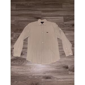 Faconnable Shirt Mens Large Beige Club Deauville Long Sleeve Button Up Pocket